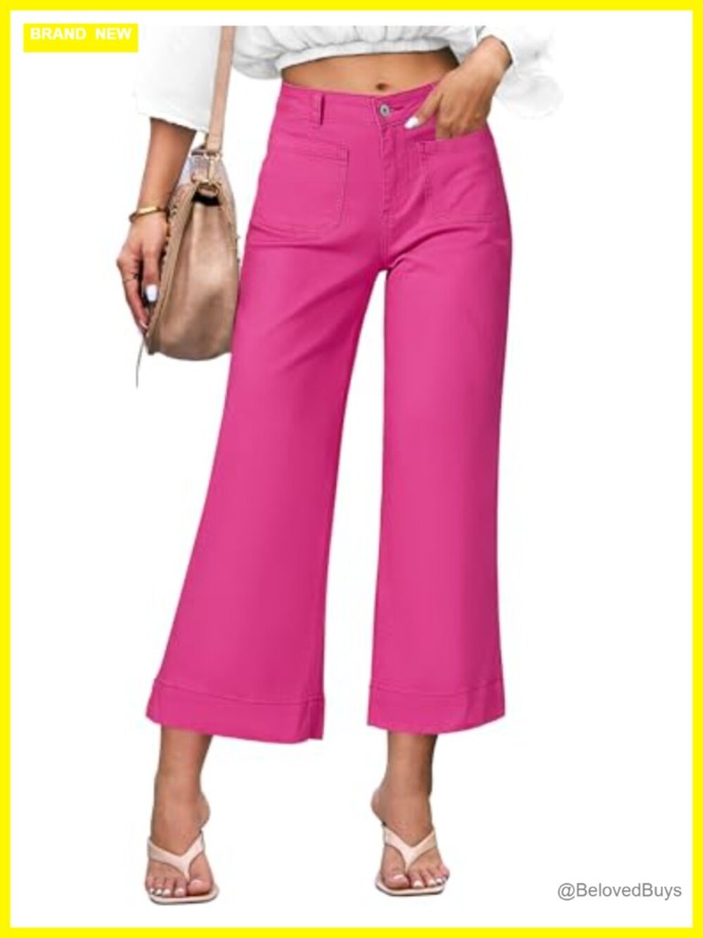 High Waisted Wide Leg Crop Flare Jeans Stretchy Denim